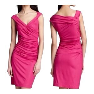 Diane Von Furstenberg Bentley Ruched Dress Hot Pink Size Medium